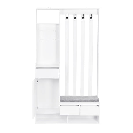 39.3'W70.8'H multifunctional corridor shoe cabinet with soft padded nail board and white clothes hanger with entrance hook - V.I.P Digital Presence