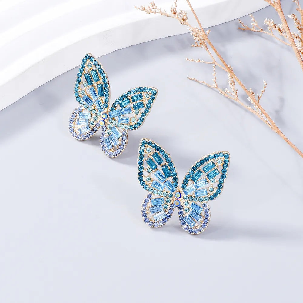 Alloy Inlaid Rhinestone Butterfly Earrings - V.I.P Digital Presence