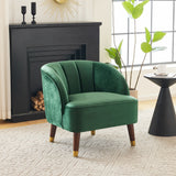 Upholstered Barrel Accent Chair With Wooden Legs - V.I.P Digital Presence