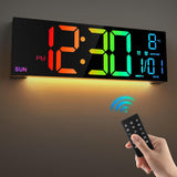 Large Digital Wall Clock with Remote Control Big LED/Dual Alarm/8 RGB Colors Digital Alarm Clock Electronic Watch - V.I.P Digital Presence