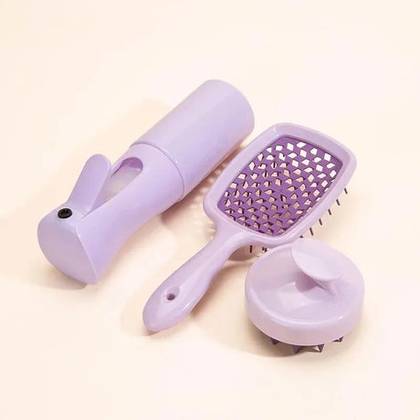 Hollow Comb Set With Spray Bottle 200ml Hair Care Product Set Silicone Shampoo Head Scalp Massage Brush - V.I.P Digital Presence