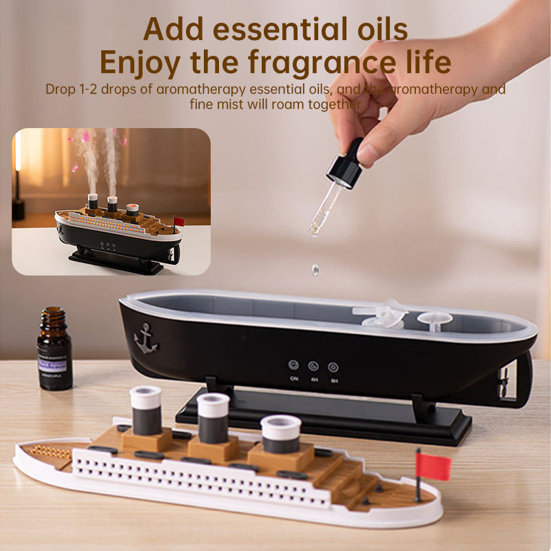 Titanic ship model humidifier (250ml), also an essential oil diffuser with jellyfish smoke ring spray for home aroma. - V.I.P Digital Presence