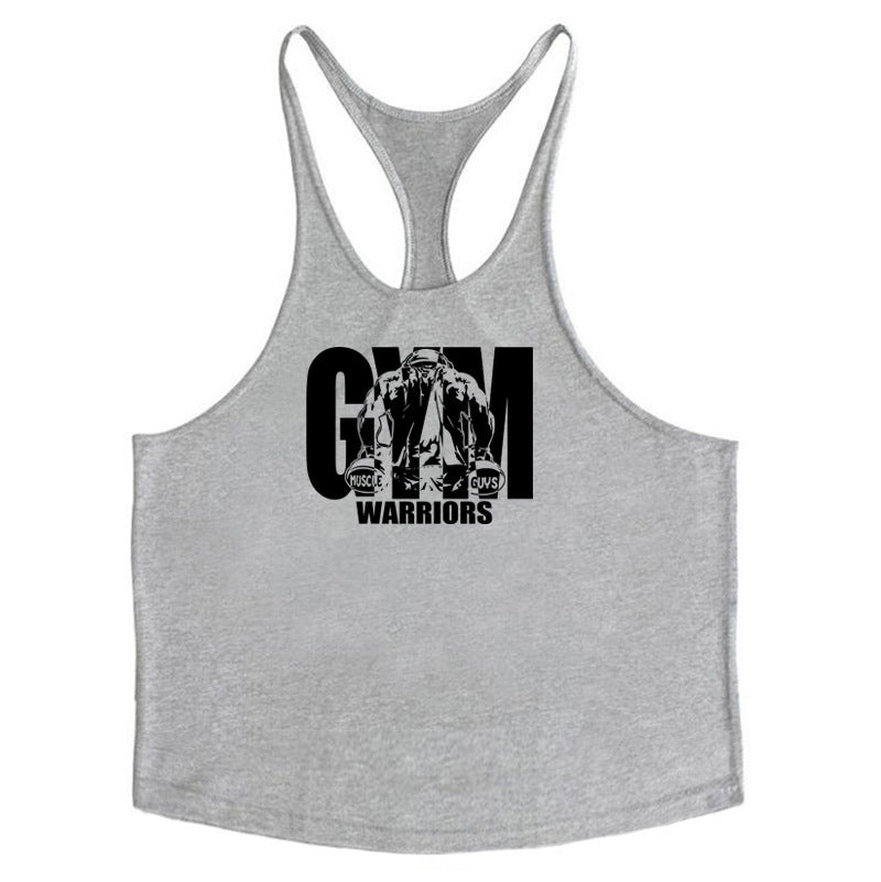 Cotton fitness vest GYM WARRIORS sport deep digging thin shoulder strap shirt - V.I.P Digital Presence