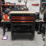 3 DRAWERS MULTIFUNCTIONAL TOOL CART WITH WHEELS AND WOODEN TOP - V.I.P Digital Presence