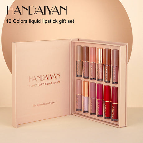 HANDAIYAN 12 Color Lip Gloss Set Liquid Lipstick Set Matte Pearlescent Non-Stick Cup Lip Gloss - V.I.P Digital Presence