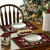 Christmas Tree Elk Printed Meal Mat Christmas Striped Checkered Table Mat White Hemp Western Food Mat - V.I.P Digital Presence