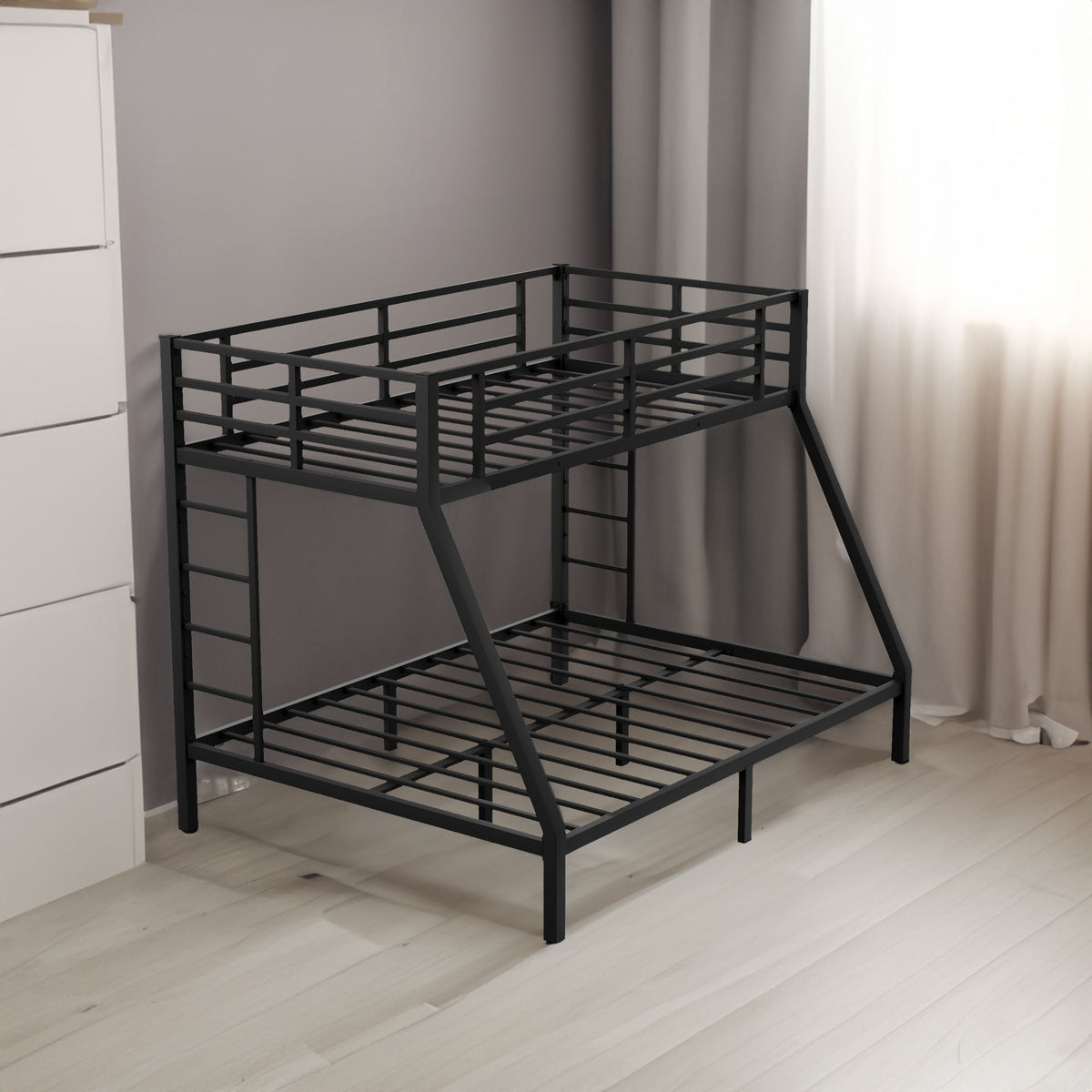 Metal Twin XL over Queen Bunk Bed for Teens and Adults,Space-Saving/Noise Reduced/No Box Spring Needed - V.I.P Digital Presence