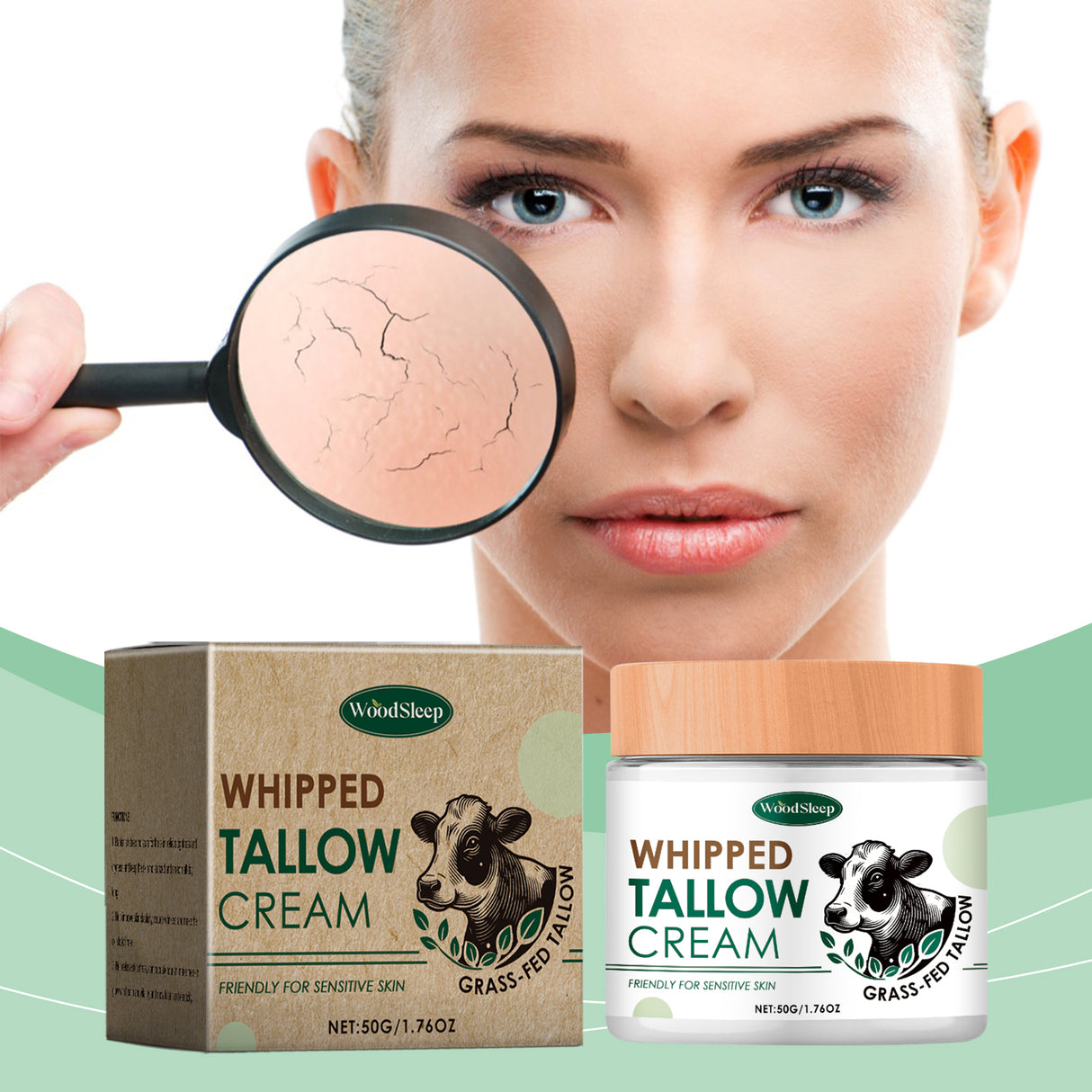 Grass Fed Tallow Skin Cream Moisturizes, Moisturizes And Relieves Dry Skin, Hydrates And Brightening Skin Cream