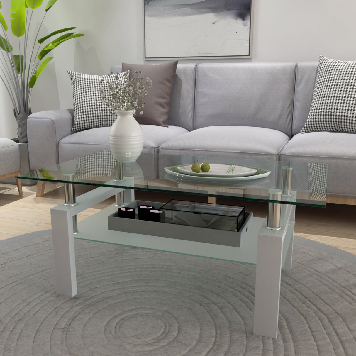 White Coffee Table Clear Coffee Table Modern Side Center Tables for Living Room Living Room Furniture - V.I.P Digital Presence