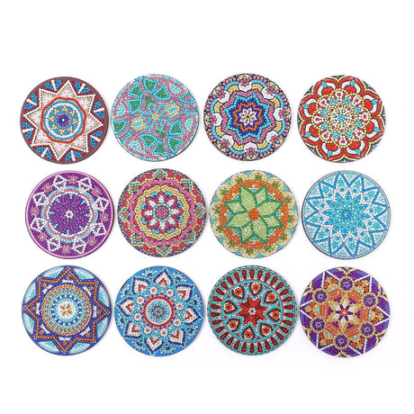 New DIY Diamond Painted Coaster Mat Set of 12 with Datura Pattern (Free Storage Shelf) - V.I.P Digital Presence