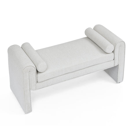 Bedroom storage stool, linen storage stool, large storage space, 50.39 inches white - V.I.P Digital Presence