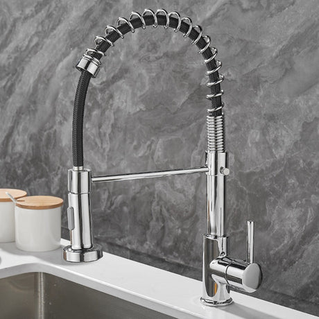 All copper rotatable cold and hot water dual mode sink, kitchen spring faucet - V.I.P Digital Presence