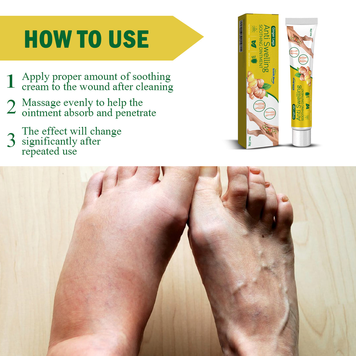 Ginger Care Cream Relieves Leg Discomfort Daily Body Massage Repair Cream