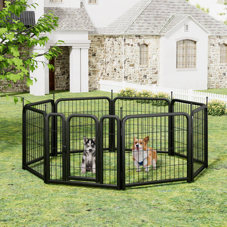 8-panel dog fence, 24 inch small dog pet fence, portable indoor pet game fence. Black, 22.2 inches wide x 23.6 inches high. - V.I.P Digital Presence