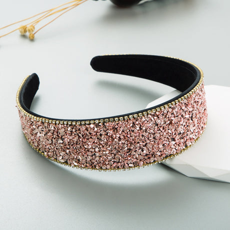 New Colored Stone Hair Decoration Super Flash Diamond Wide Edge Korean Advanced Shampoo Headband - V.I.P Digital Presence
