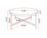Modern Thread Design Round Coffee Table MDF Table Top with Cross Legs Metal Base(Set of 2 pcs )