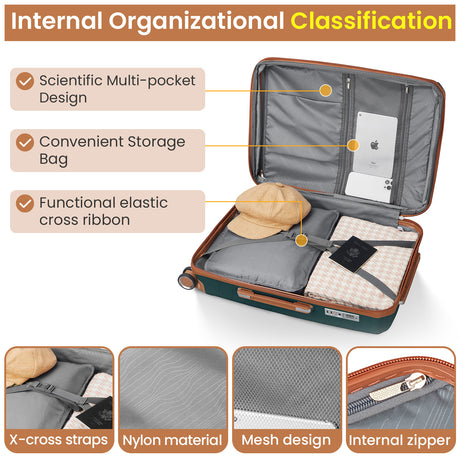 Luggage set of 4 pieces (14/20/24/28) with 4 360 degree silent rotating wheels made of PP material and durable TSA lock - V.I.P Digital Presence