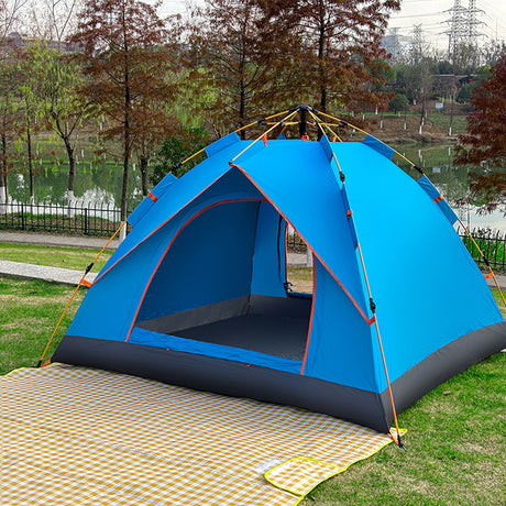 Quick-Deploy Green/White Outdoor Tent, Comfortably Accommodating 3-4 People on Camping Trips - V.I.P Digital Presence