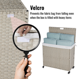 Laundry Hamper With Lid PE Rattan Powder Coating Frame Clothes Hampers with 02 Removable Bags, Wheels, 160L, Grey Color - V.I.P Digital Presence