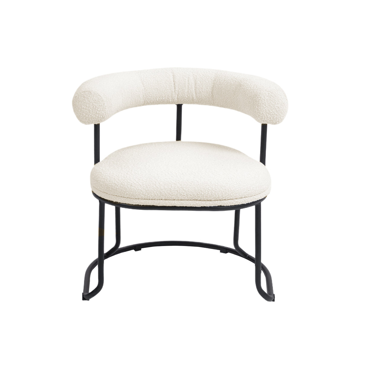 COOLCOOL Boucle dining chair set of two, medieval modern curved backrest chair, round cushion (beige Boucle) - V.I.P Digital Presence