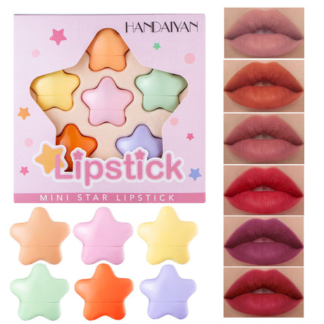 HANDAIYAN Pentagram Mini Lipstick 6 Color Set Star Mini Lipstick Set Portable Lipstick - V.I.P Digital Presence