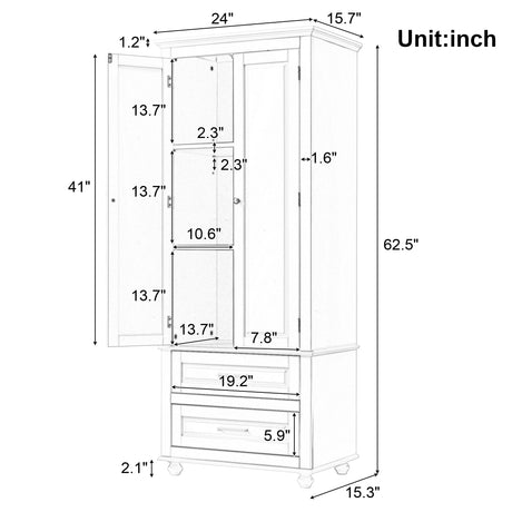 Tall Storage Cabinet with Two Drawers for Bathroom/Office, Black - V.I.P Digital Presence