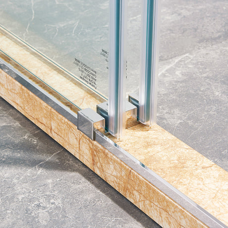 56-60 "wide x 75" high frameless double sliding shower door, 304 stainless steel chrome plated, 8mm thick SGCC tempered transpar - V.I.P Digital Presence