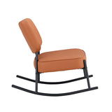 PU material cushioned rocking chair unique rocking chair cushioned seat brown backrest rocking chair black metal legs