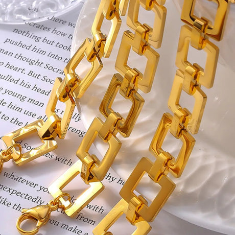 Titanium Steel Hollow Square Chain Bracelet - V.I.P Digital Presence