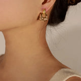 Geometric glazed enamel leopard print earrings fashionable and elegant accessories - V.I.P Digital Presence