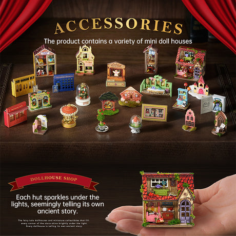 DIY wooden fairy-tale Wonderhous: mini bookends, assembleable houses, gifts, home decor - V.I.P Digital Presence