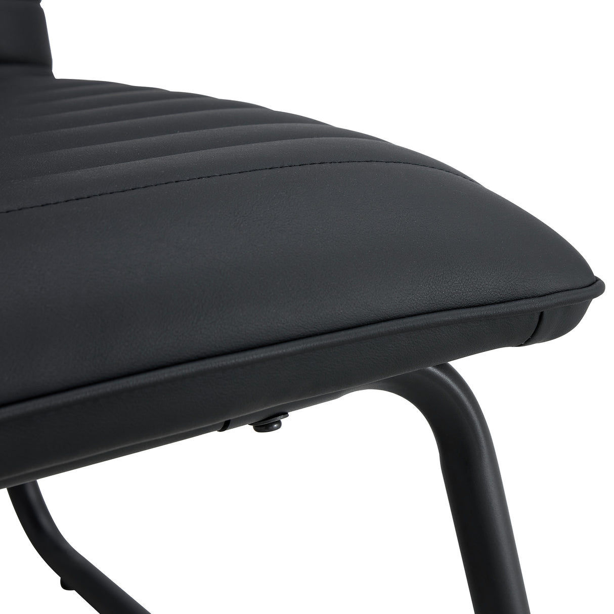 Black minimalist armless sofa chair with PU backrest paired with black metal legs