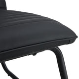 Black minimalist armless sofa chair with PU backrest paired with black metal legs