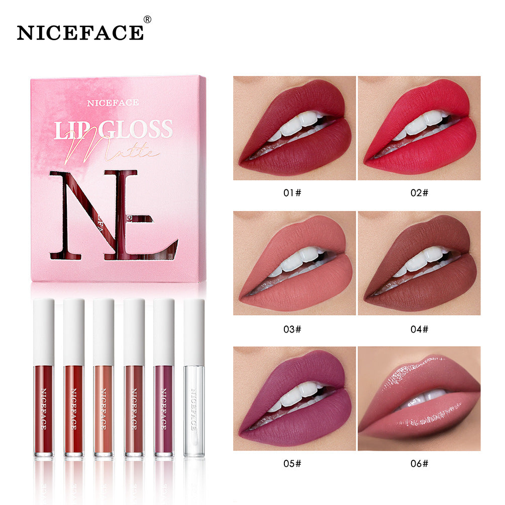 Niceface New Matte Non-Stick Cup Lip Glaze Set With Lip Plumper Texture Lip Gloss - V.I.P Digital Presence