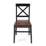 Roshan Farmhouse Acacia Wood Dining Chairs, Black / Walnut (Set of 2) - V.I.P Digital Presence