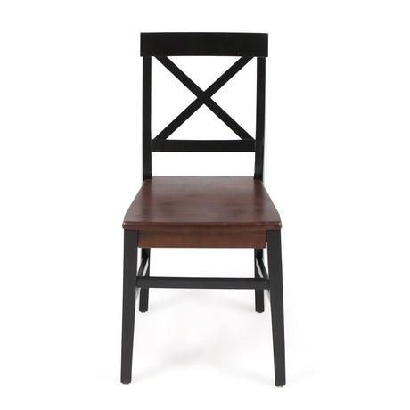 Roshan Farmhouse Acacia Wood Dining Chairs, Black / Walnut (Set of 2) - V.I.P Digital Presence