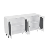 Modern Accent Sideboard Cabinet with Acrylic Doors, Freestanding Storage Cupboard Console Table for Kitchen Dining White - V.I.P Digital Presence