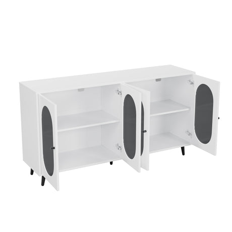 Modern Accent Sideboard Cabinet with Acrylic Doors, Freestanding Storage Cupboard Console Table for Kitchen Dining White - V.I.P Digital Presence