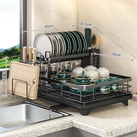 2024 Kitchen Dish Drying Rack with Adjustable Stainless Steel Organizer - V.I.P Digital Presence