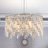Deluxe round silver crystal chandelier, modern rectangular chandelier (excluding light bulbs) - V.I.P Digital Presence