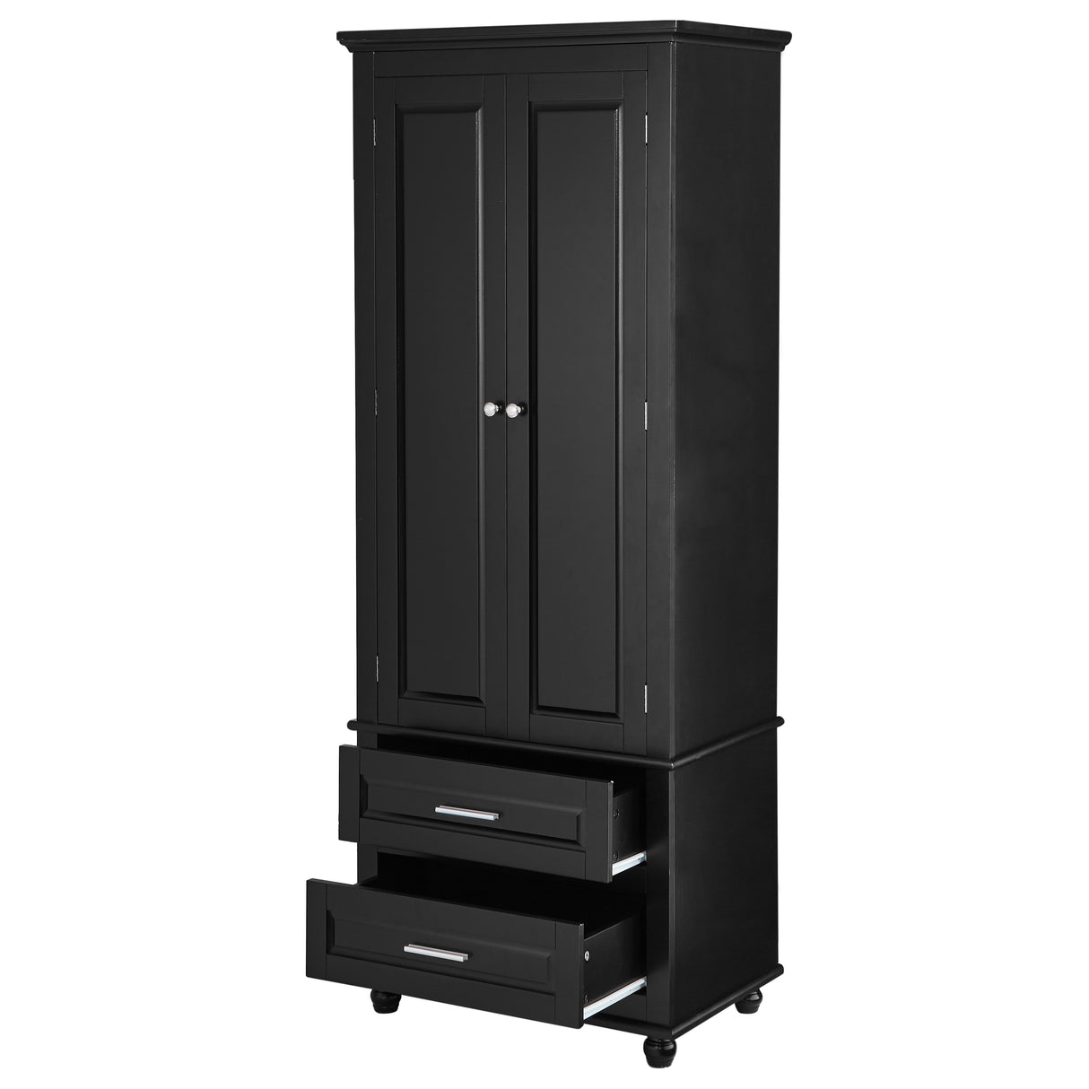 Tall Storage Cabinet with Two Drawers for Bathroom/Office, Black - V.I.P Digital Presence