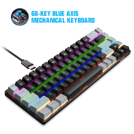 New 68 key RGB luminous esports game with blue and red axis mechanical keyboard laptop MAC 60% - V.I.P Digital Presence