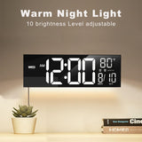 Large Digital Wall Clock with Remote Control Big LED/Dual Alarm/8 RGB Colors Digital Alarm Clock Electronic Watch - V.I.P Digital Presence