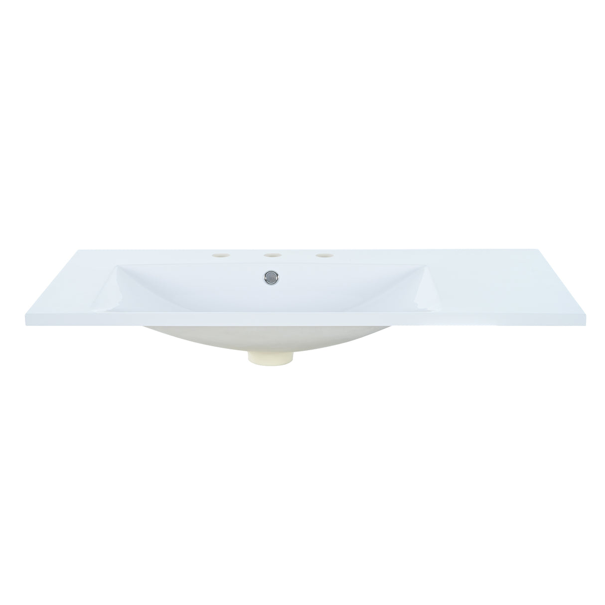36" Single Bathroom Basin Sink, Left Offset Sink Vanity Top Only, 3-Faucet Holes, Resin - V.I.P Digital Presence