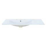 36" Single Bathroom Basin Sink, Left Offset Sink Vanity Top Only, 3-Faucet Holes, Resin - V.I.P Digital Presence