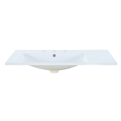 36" Single Bathroom Basin Sink, Left Offset Sink Vanity Top Only, 3-Faucet Holes, Resin - V.I.P Digital Presence
