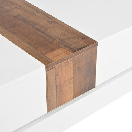 ON-TRANS 31.4 inches x 31.4 inches with sliding tabletop, high gloss center table, hidden storage room white - V.I.P Digital Presence