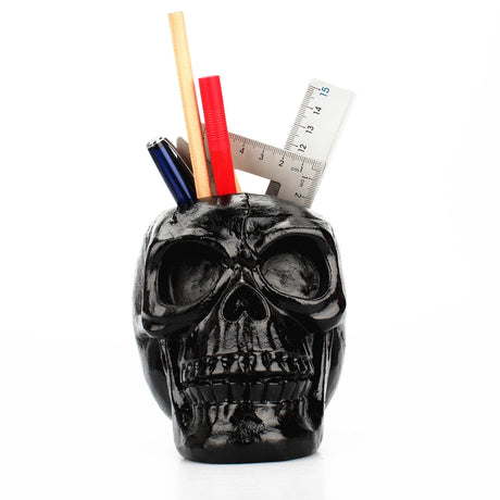 Black Skull Storage Pen Holder for Human Skull Makeup Pen - V.I.P Digital Presence