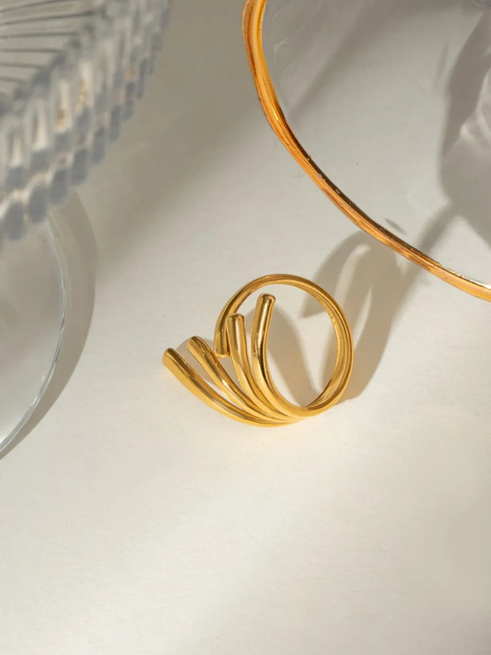 18K Gold-Plated Stainless Steel Irregular Open Ring - V.I.P Digital Presence