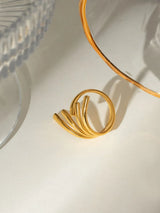 18K Gold-Plated Stainless Steel Irregular Open Ring - V.I.P Digital Presence